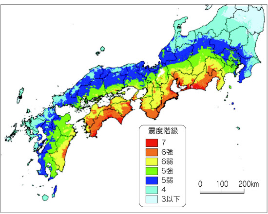 南海トラフ地震の震度予測