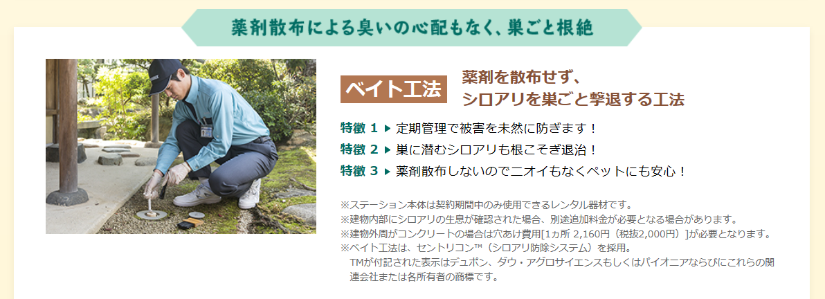 効果は高いがメンテナンスが大変なベイト工法